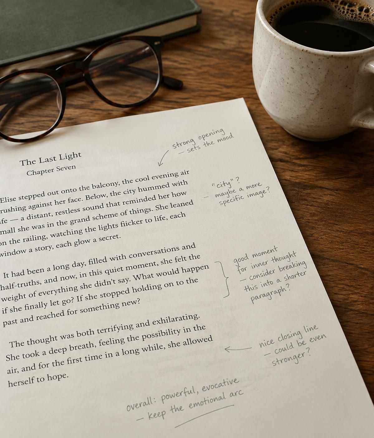 Manuscript page with handwritten editorial notes